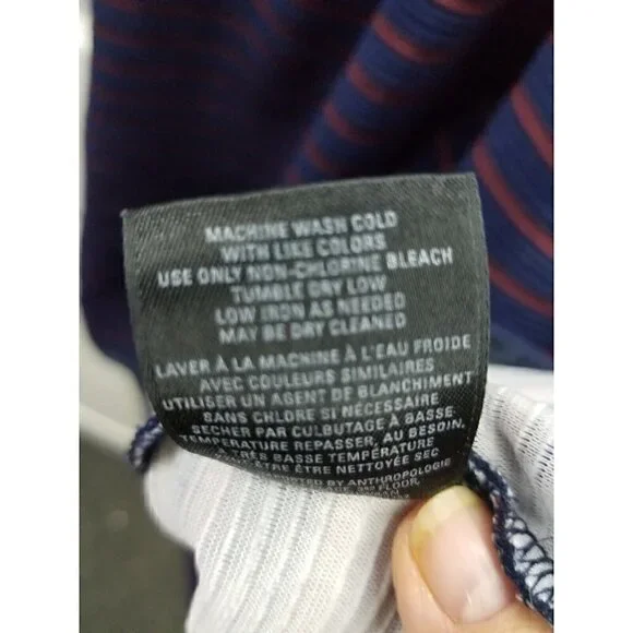 Maeve by Anthropologie Navy Burgundy Stretch Dress Pockets Size 2 EUC - Picture 6 of 9